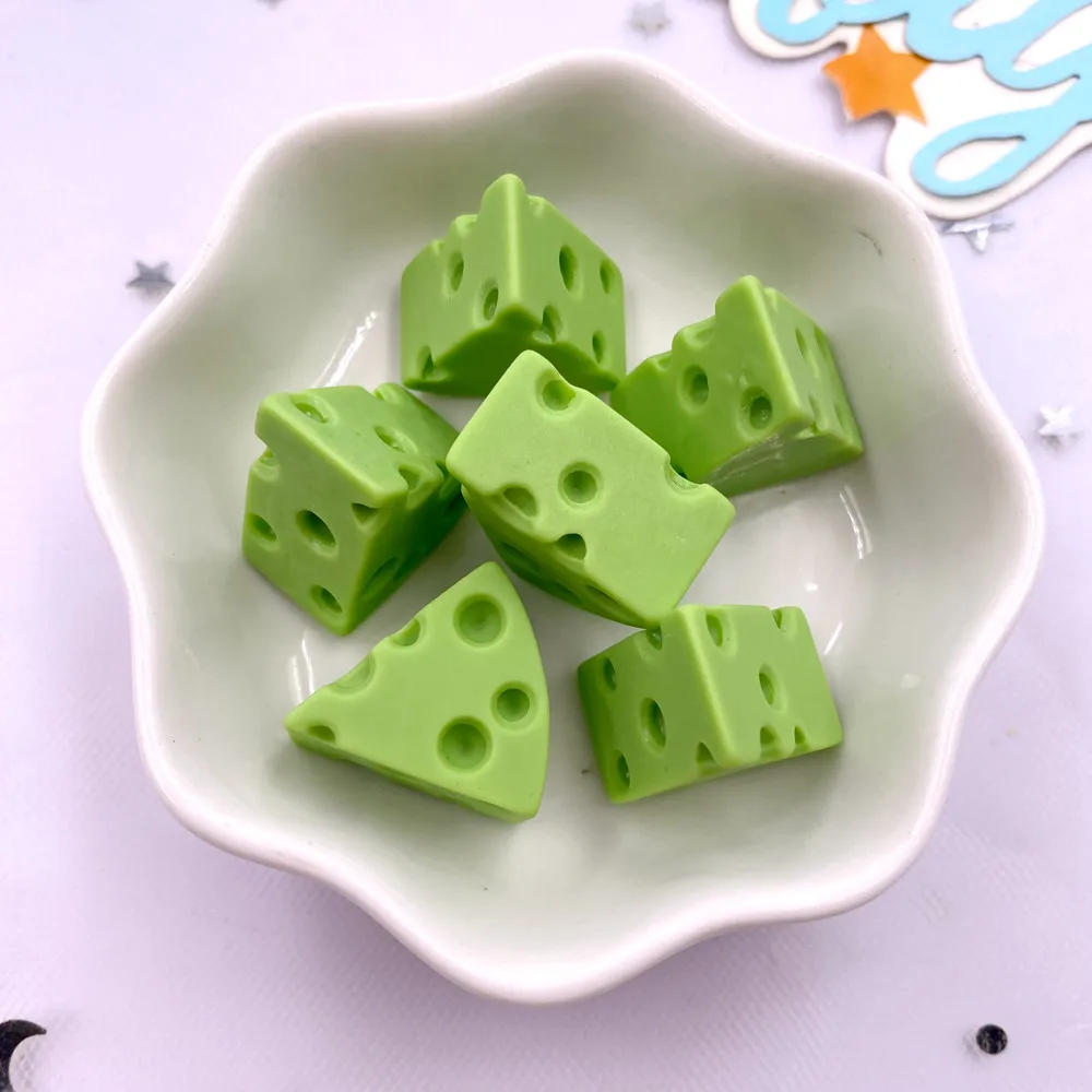 10PCS Resin Kawaii Simulation Cheese Cake Figurines Flat back Cabochon Candy Home Decor DIY Scrapbook Crafts Jewelry Accessories