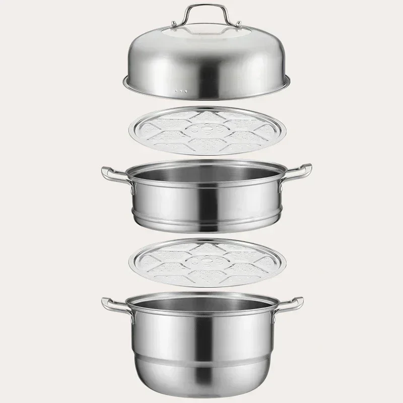 Stainless Steel 2/3 Layer Thickened Steamer Soup Pot Suitable All Kinds Of Stoves Kitchen Special Steam Pot Cooking Tools