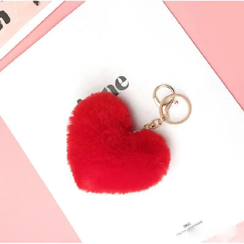 Porte-Clés Créatif en Forme de Mini Cœur en Peluche pour Femme, Pompon, Amour, Clé de Voiture, JOBags, Pendentif Boule de Cheveux, Bijoux, Nouvelle Collection