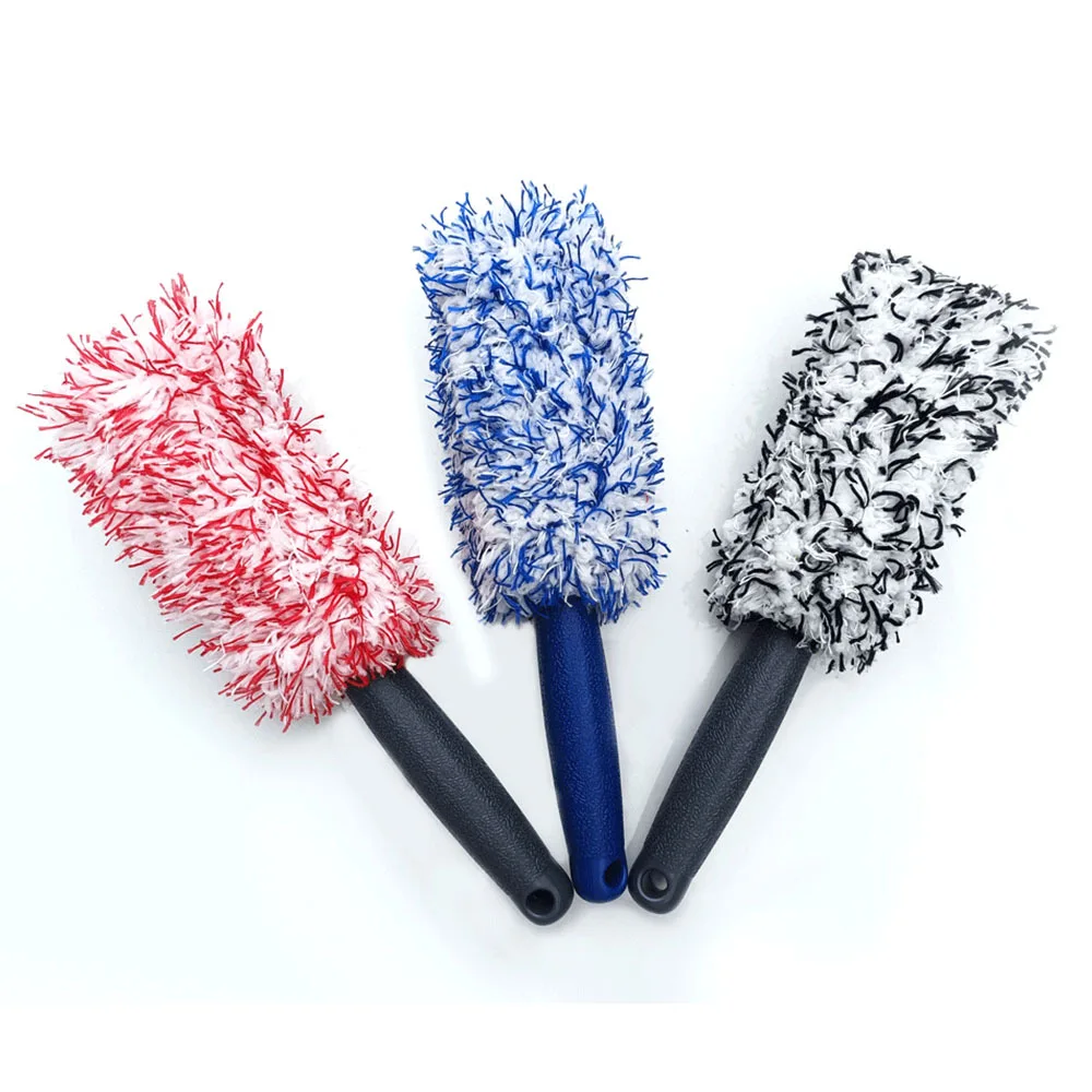 Car Wash Super Brush Plush Premium Wheels Brush Non-Slip Handle Easy To Cleaning Rims Spokes Wheel Barrel Car Detailing