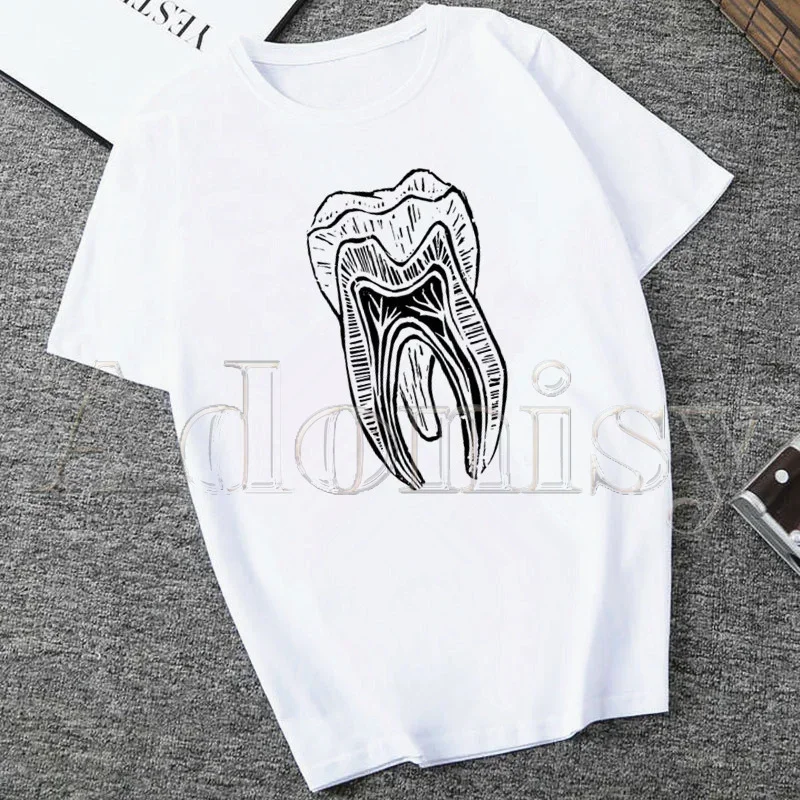 Tooth and Dentist Women Cartoon Mom Summer Print Lady T-shirts Top T Shirt Ladies Womens Graphic Female Tee T-Shirt