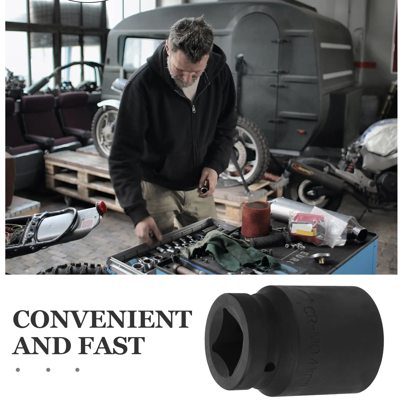 1-дюймовая ударная розетка, 6-точечный привод, легированная сталь, двуглавые инструменты для авторемонта, долговечность, прочный, износостойкий, для механика, сделай сам