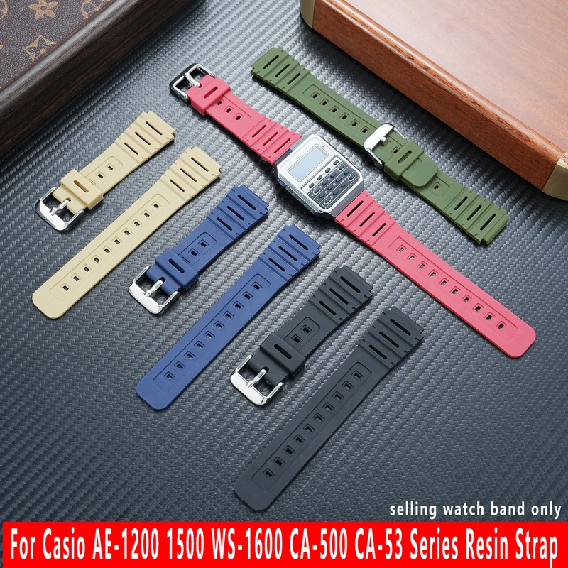 For Casio CA-500 CA-53 AE1500Series Back to Future, Multifunction Calculator Watch, Waterproof Resin Strap 18mm Replacement Band
