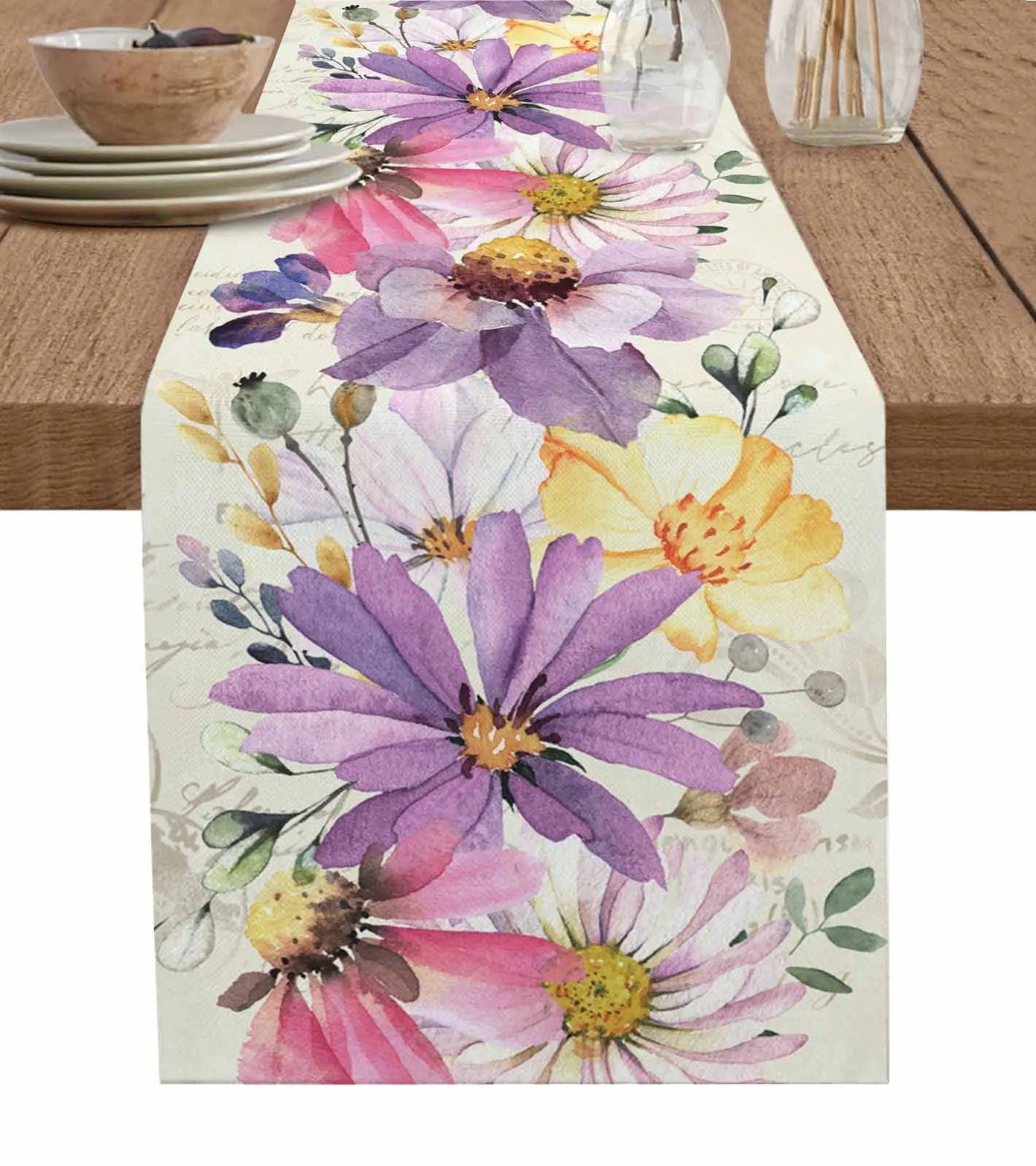

Flower And Plant Leaves Table Runners Printed Coffee Tablecloth Wedding Decoration Modern Home Party Table Mats