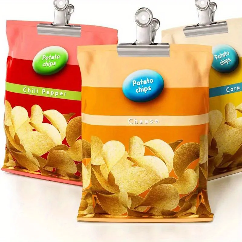 Clips à puces en acier inoxydable, 6 pièces, Clips pour sacs, Clips alimentaires, classeur de fichiers, pour photos, Photos, cuisine à domicile, fournitures scolaires et de bureau