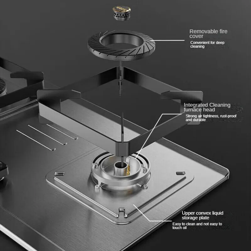 Doppelkopf-Gasherd 5,2 kW Volleinlass-Desktop eingebetteter Mehrzweck ofen Edelstahl platte Gasherd doppelt