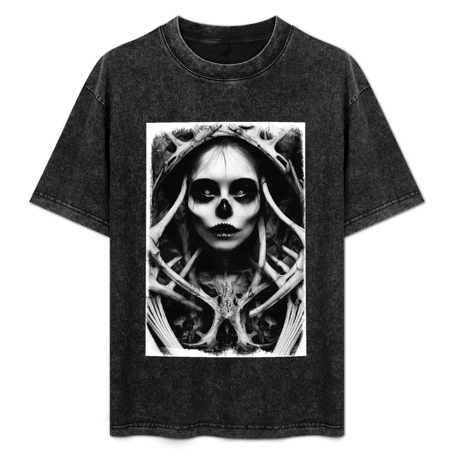 

Alice im Wunderland im gruseligen Horror-Design im HR Giger-Stil T-Shirt Active Sports Short Sleeve Cotton Shirt