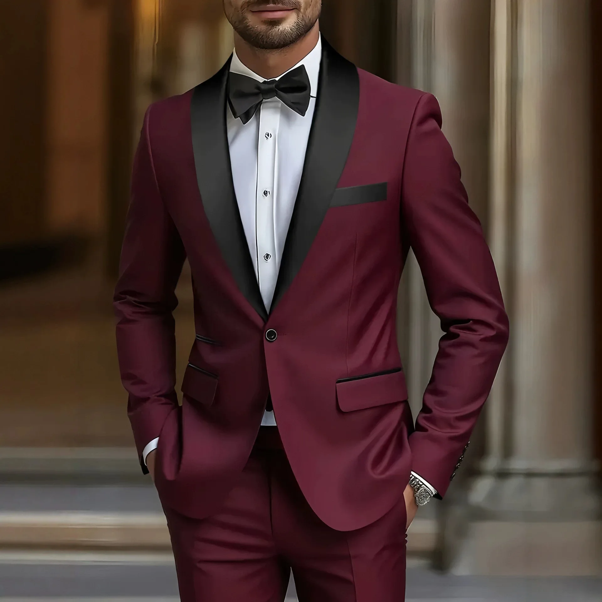 Men'S 2pcs Suit (Jacket + Pants) - High-end Elegant, Fashion Casual, Suitable for Graduation Party/Business/Daily Commute