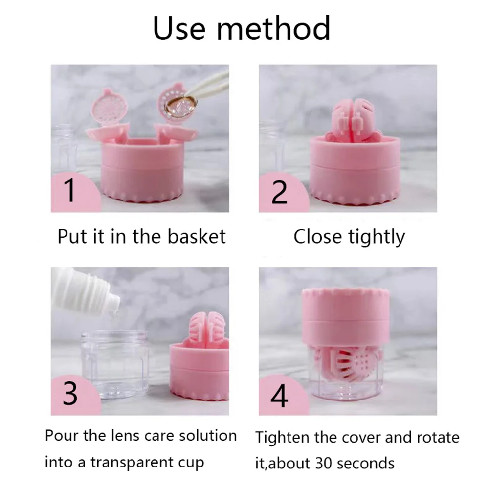 1PC Cute Contact Lens Cleaner Case Box Manual Rotation Type Plastic Container Storage Holder Portable Lenses Cleaning Tools Set