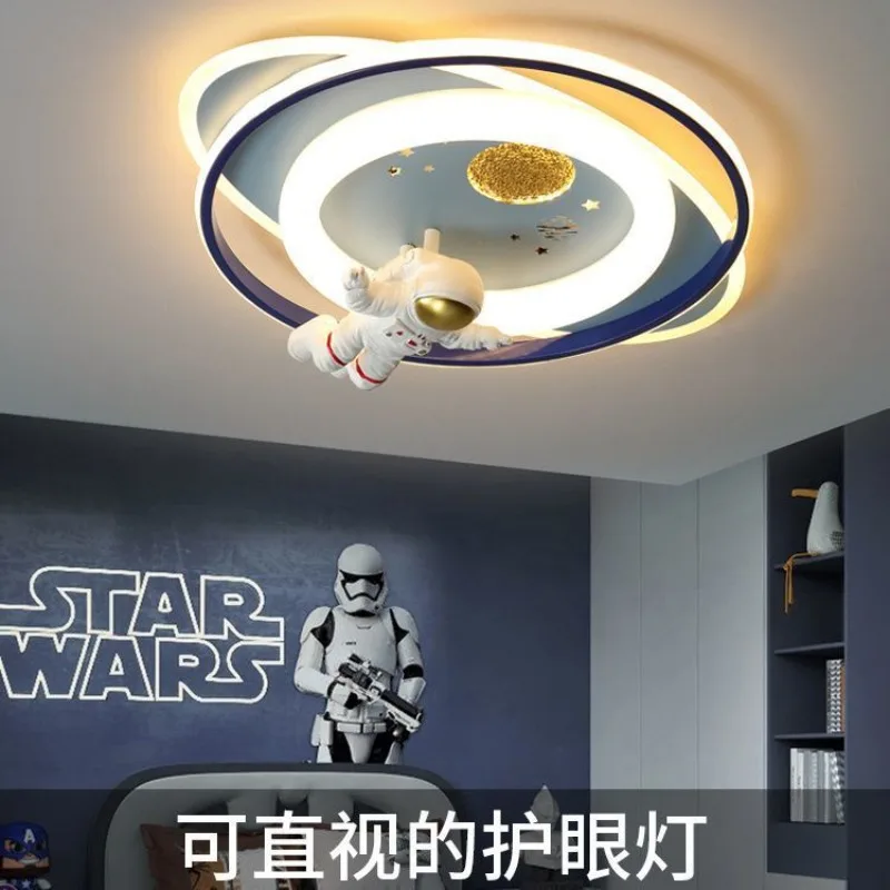 Creativity Personality Astronaut Ceiling Lights Kids Room Boy Girl Bedroom Chandelier Princess Spaceman Rocket Children's Lamps