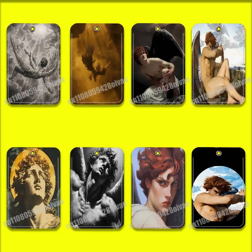 

The Fallen Angel For ID Clips Credit Bank Bag Bus Meal Card Holder Cover Pocket Decoration Keychain