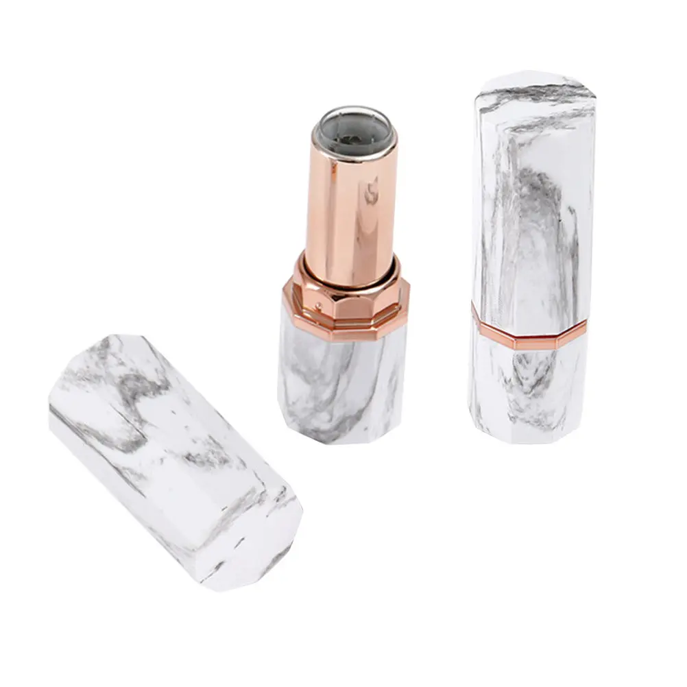 3 Tubos de Lápiz Labial de Mármol, Elegantes Mini Envases para Bálsamo Labial, Tubo Portátil para Reenvasado de Lápiz Labial para Mujeres, Uso en Viajes