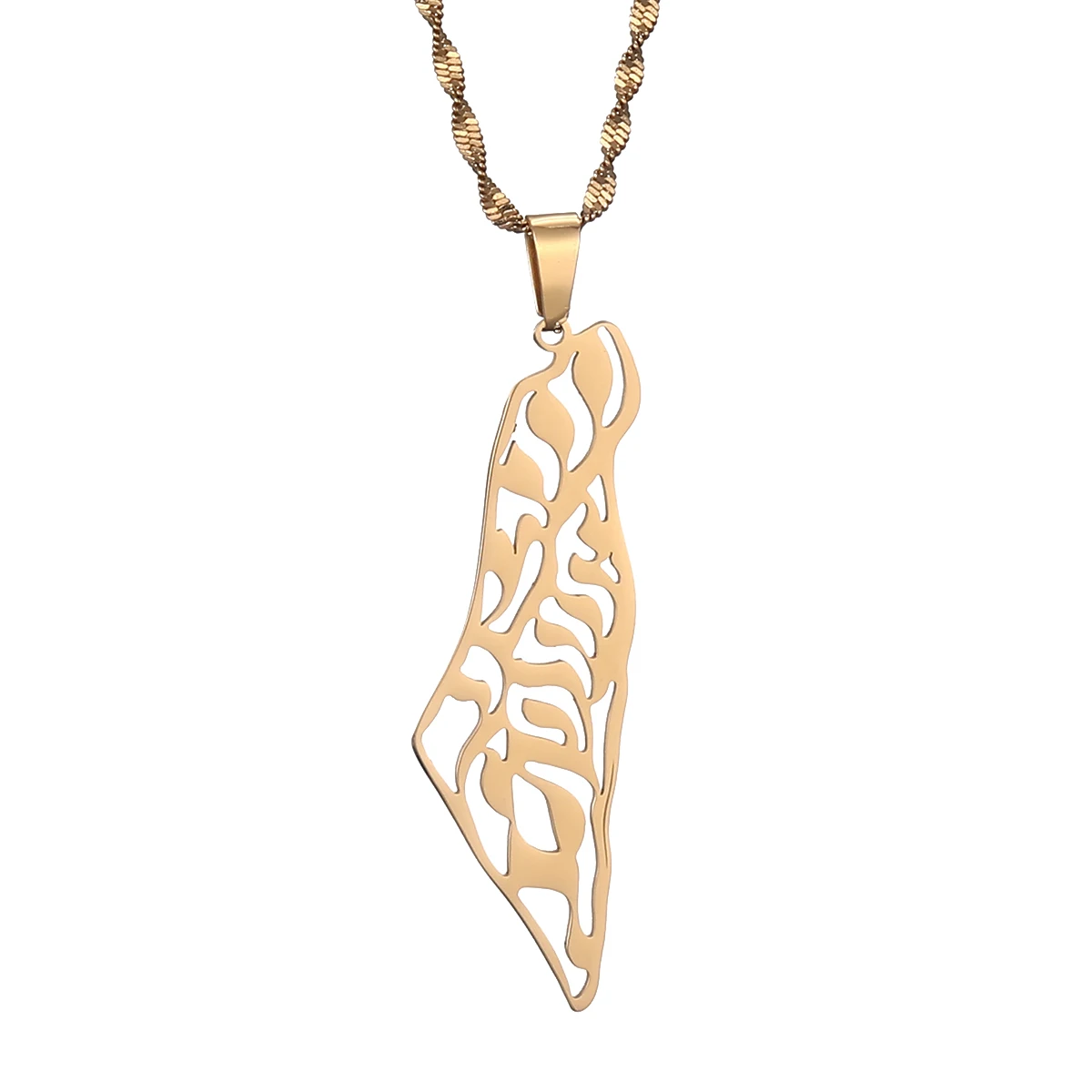 Israel Palestine Map Pendant Necklaces Women Gifts Israeli Arabic Hebrew Jewelry - view 2