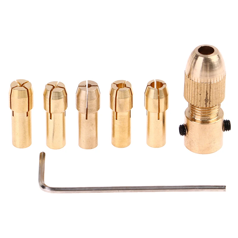 7pcs/set Brass Collet For Mini Rotary Electric Motor Shaft Drill Chuck Bit Tool For 0.5-3.0MM Drill Bit