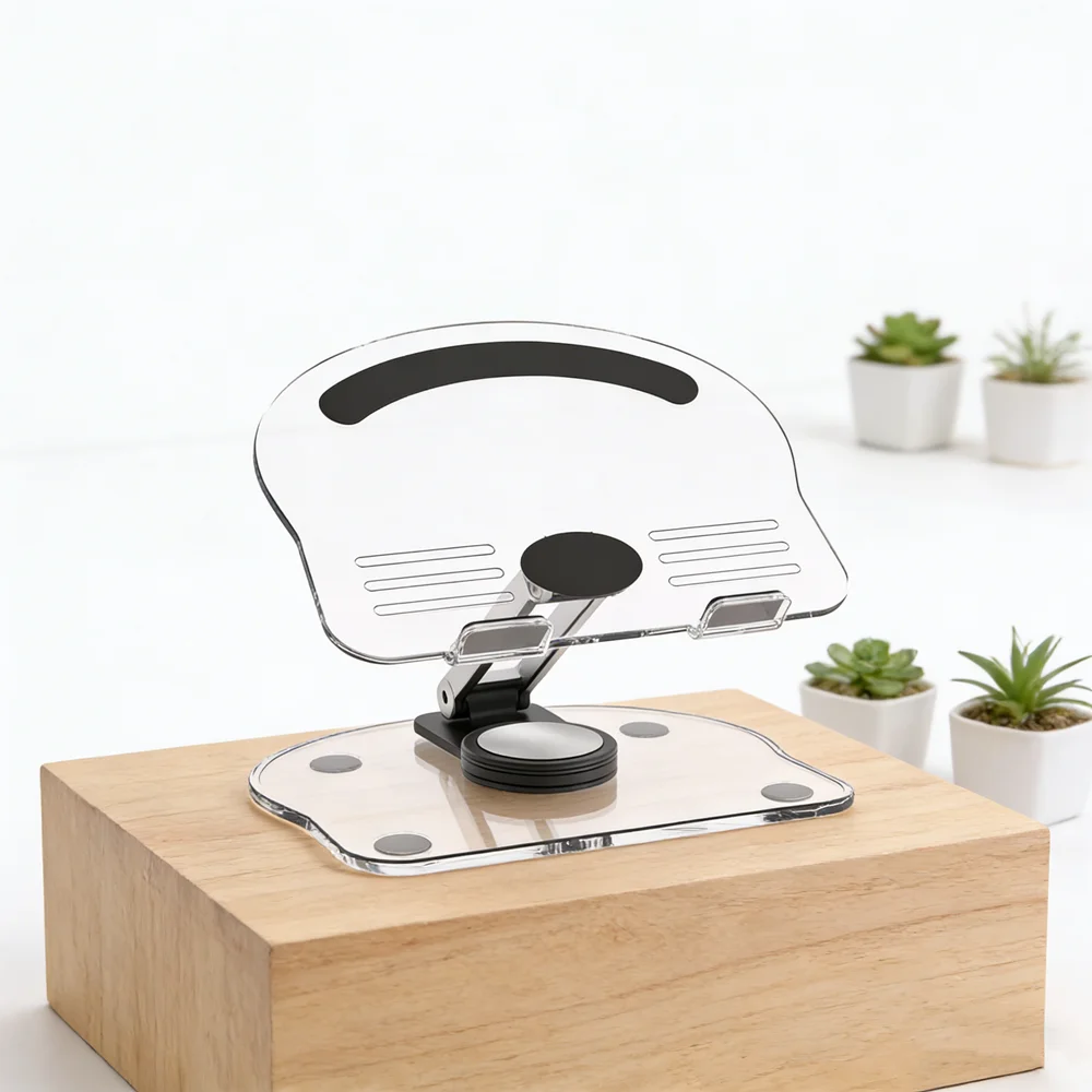 

New Transparent Acrylic Tablet Stand Foldable Adjustable Rotating Phone Holder Multi-Angle Desktop Anti-Slip Pad Support