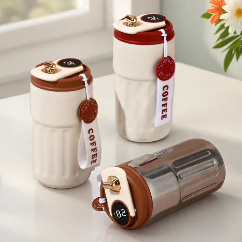 

Business Portable Thermal Mug 450ml Thermos Bottle Smart Display Temperature Stainless Steel Vacuum Cup Office Coffee Cup