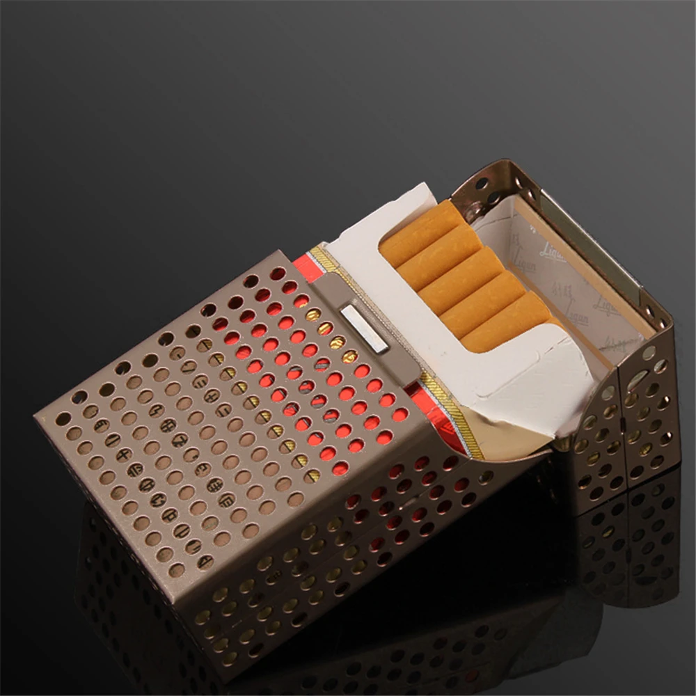 Hollow Metal Cigarette Case 20pcs Capacity Fashional Hollow Flip Cover Tobacco Box Holder Storage Container Smoking Accessories