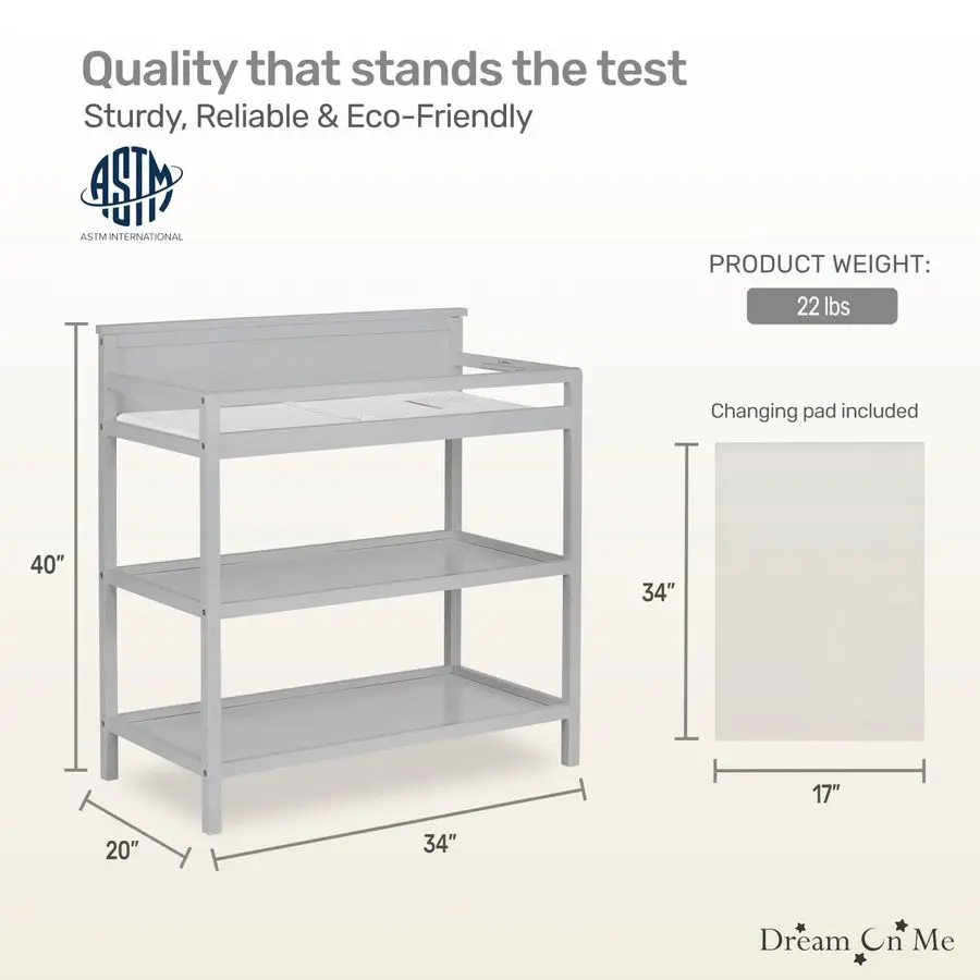 Jax Universal Changing Table, Pebble Grey 34x20x40 Inch Pack of 1