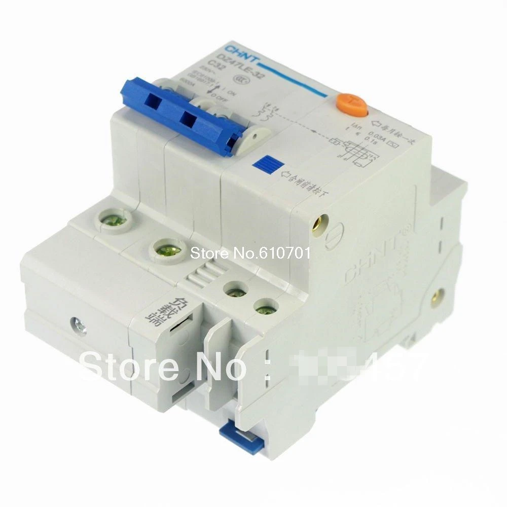 C32 32A ELCB Earth Leakage Protection Circuit Breaker DZ47LE/NXBLE-32 2P+N AC230V 50Hz 30mA 6KA Delay