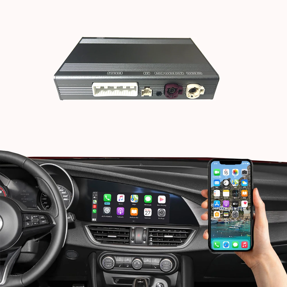 Wireless Carplay for Giulia Stelvio Mirror Link OEM Controls Radio Car Play Android Auto Navigation