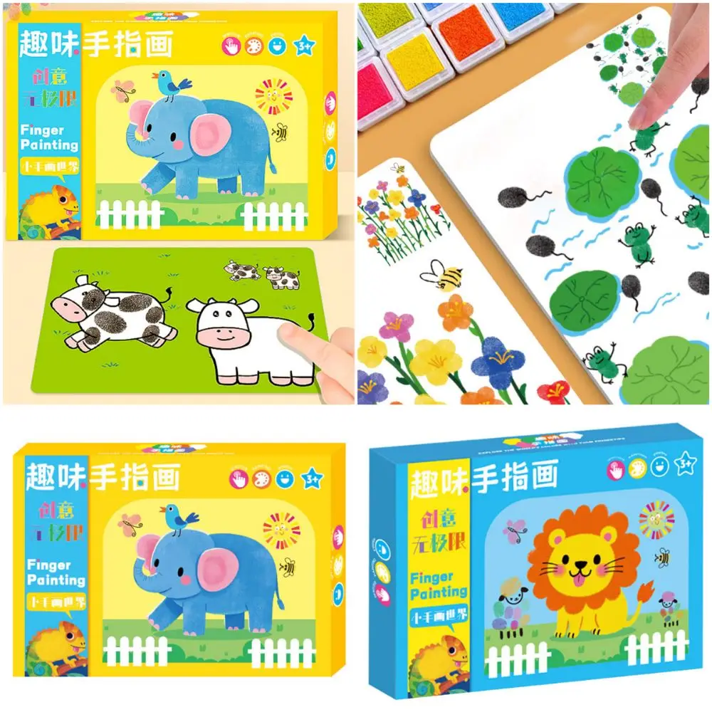 12/24 色フィンガーペイントセット漫画パターンモンテッソーリ学習指紋インクゲーム塗り絵 DIY 絵画描画おもちゃ