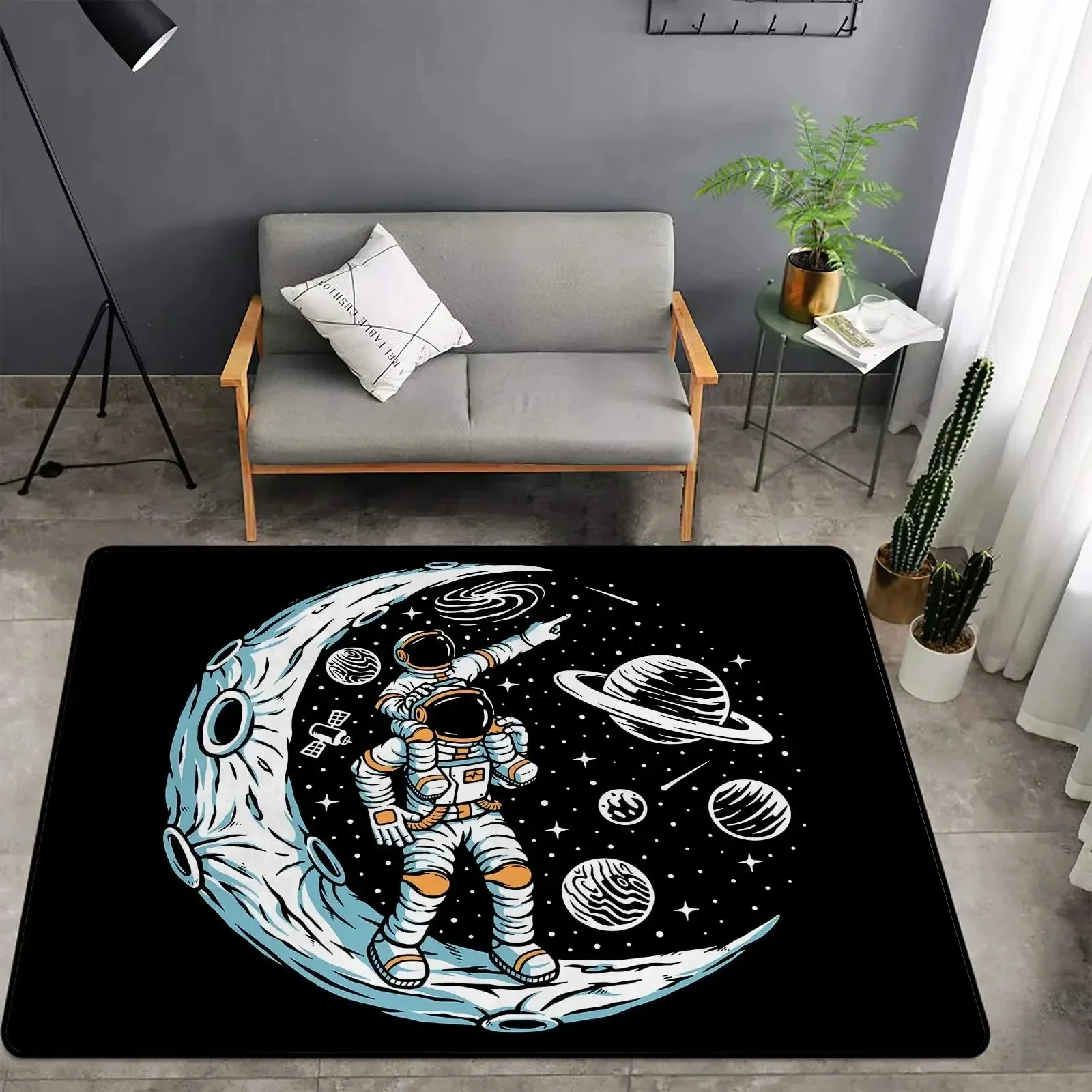 Cartoon Space Astronaut Teppich Wohnzimmer Schlafzimmer Teppich Große Teppiche für Heimdekoration Abstrakte rutschfeste Sofamatten