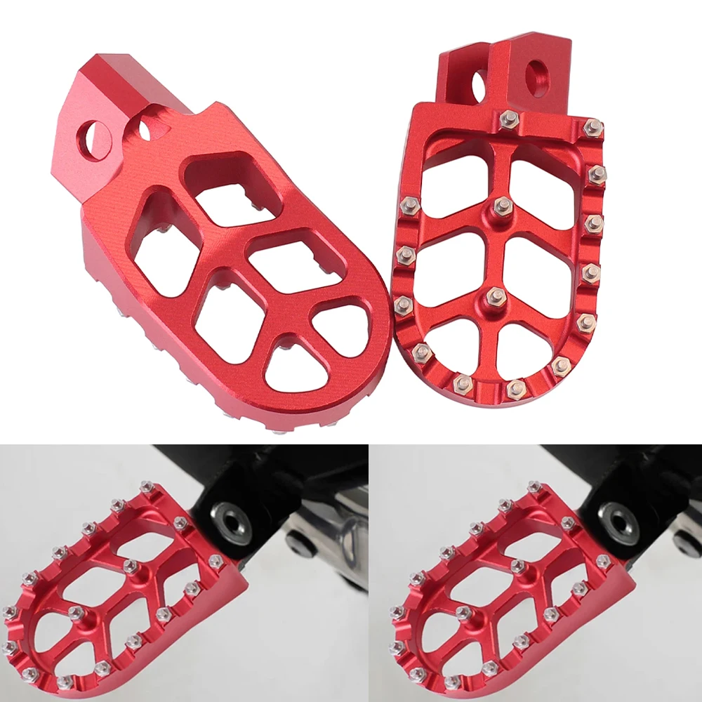 Motorcycle Red/Black/Blue Billet Wide Foot Pegs Footrest For Yamaha XT250 YZ125 YZ80 WR250 TTR90 TTR125