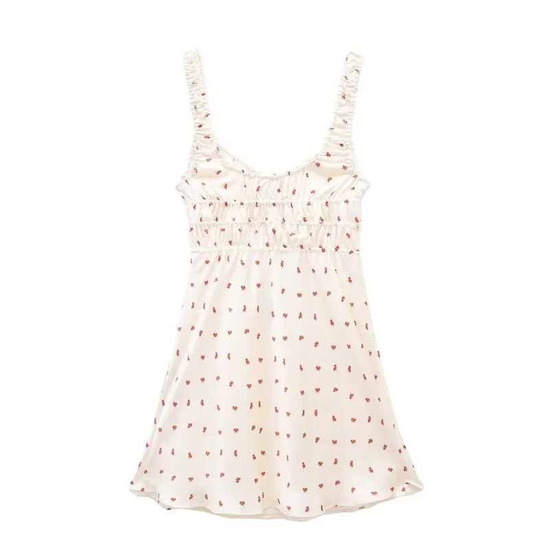 2024年夏 レディース 花柄プリント シルクサテン ホルターネックドレス エレガント 高品質 ワンピース ノースリーブ ネックライン 素材構成