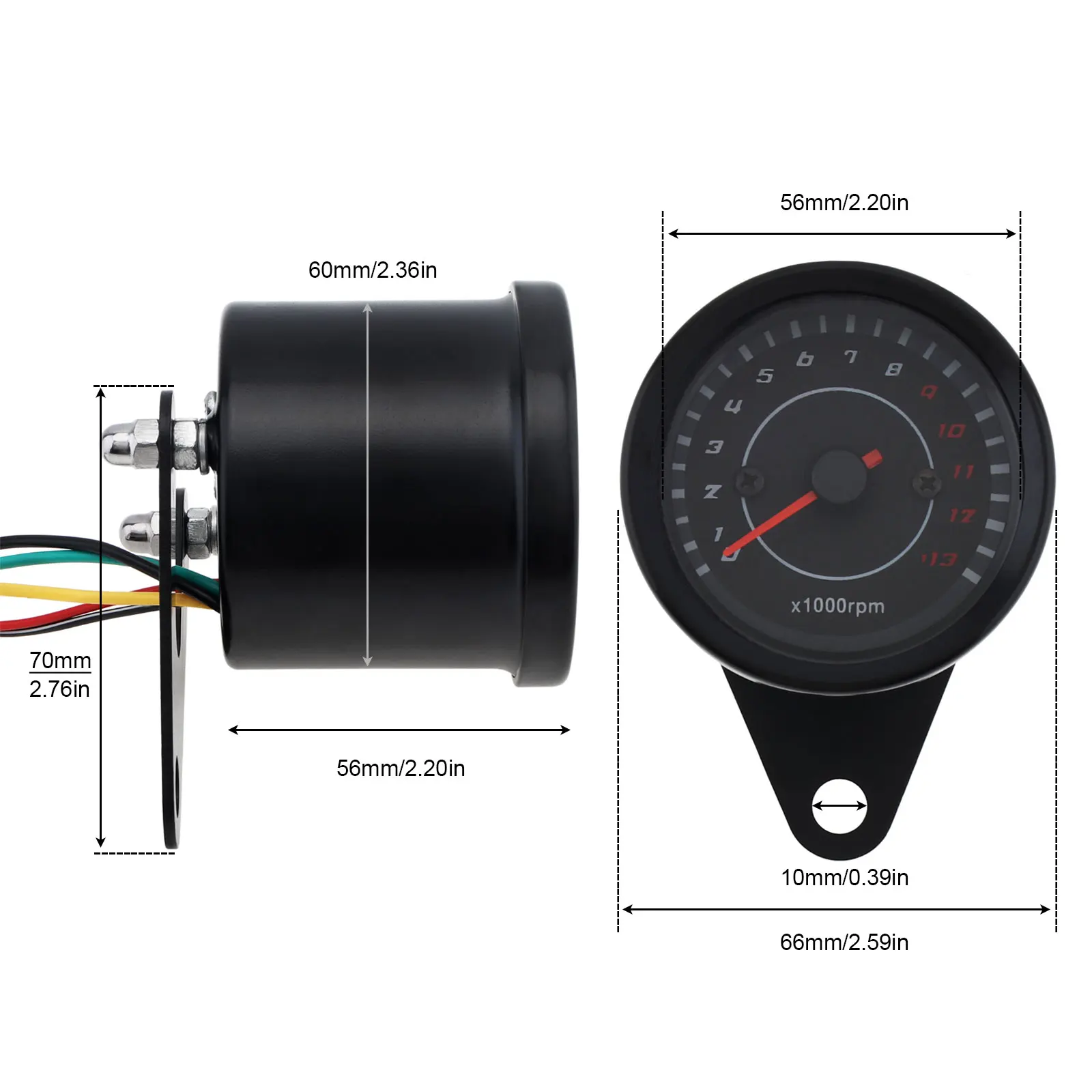 Universal 13000RPM 12V LED Night Light Backlight Speedometer Waterproof Tachometer for Motorcycle / ATV