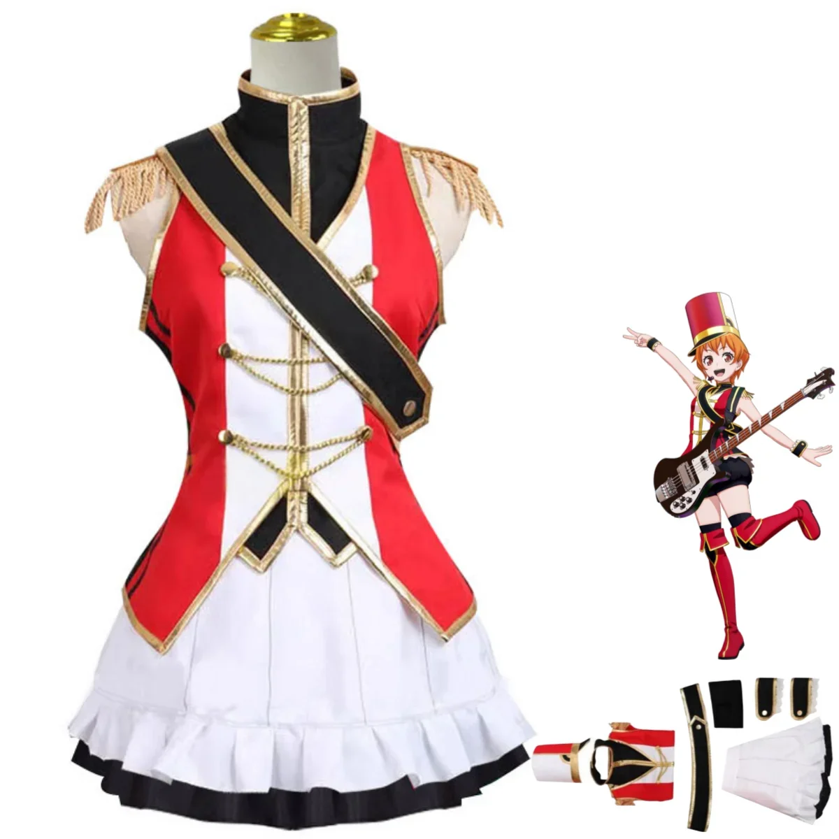 

Anime BanG Dream Captain Cosplay Costume Hello, Happy World! Team Leader Red Uniform Skirt Woman Sexy Kawaii Carnival Suit