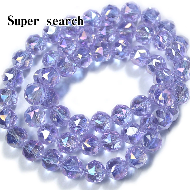 Round Cut Electroplating Colors Light Amethyst 8 10mm Faceted Crystal Glass Loose Spacer Beads For Jewelry Making DIY Bracelet ﻿