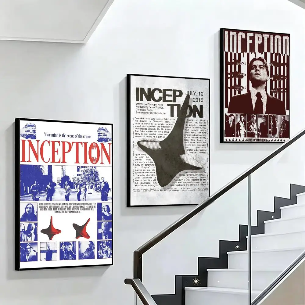 movie Inception Poster HD poster black and white simple home decoration suitable for living room bedroom corridor and gift