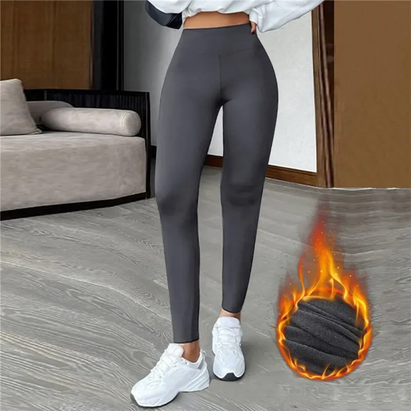 

Winter High Waist Fleece Lined Velvet Leggins Pants Women Warm Lambwool Fluff Slim Leggings Pantalones Thick Snow Wear Leggings