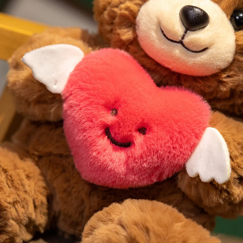 Angel Wing Heart Bear 2026 Valentijnsdag Zacht gevuld knuffels Knuffelkussen Liefdesknuffels Pop Romantische cadeaus voor vriendin
