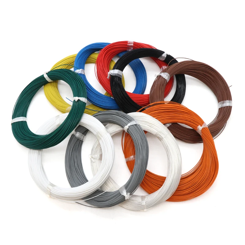 Cable de cobre electrónico Flexible, Cable plateado, resistente a altas temperaturas, Multicolor, 1M, 0,15mm, 2-10mm, 2 Fett