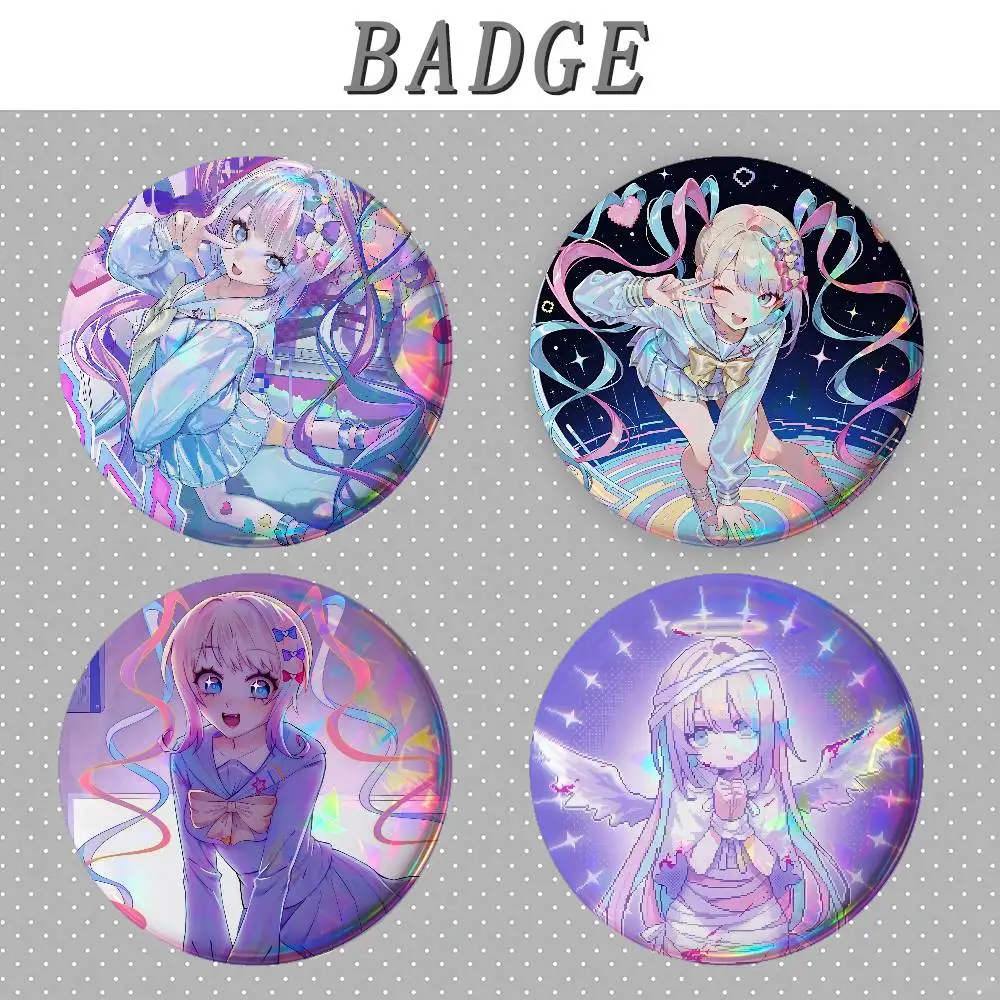 N-Needy Streamer O-Overload Badges Round Brooch Cute Cartoon Idol Cosplay Badges DIY Backpack Clothing Jewelry Pins