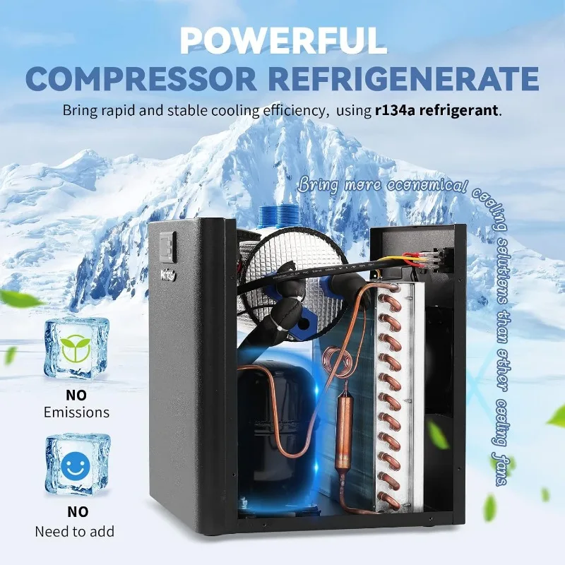 42gal Aquarium Chiller 1/10 HP Water Chiller Hydroponics Cooler 160L Fish Tank Cooling System with Quiet Compressor