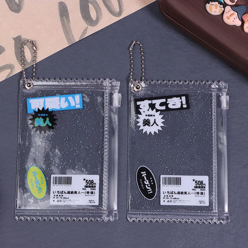 1Pc 3Inch Transparent Candy Bag Kpop Card Sleeves With Zipper PVC Photocard Holder Props Badge Card Films Game Cards Protector
