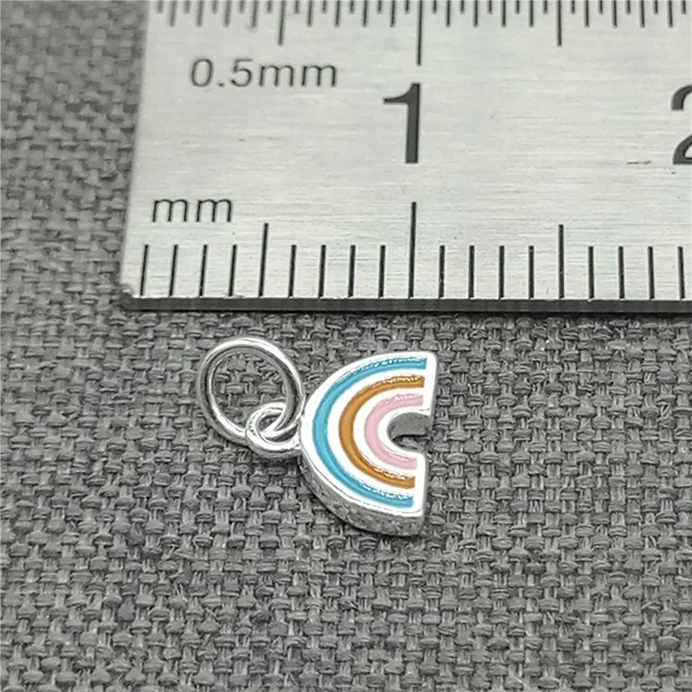 2 Pieces of 925 Sterling Silver Small Rainbow Charms Enameled for Necklace Bracelet Earring