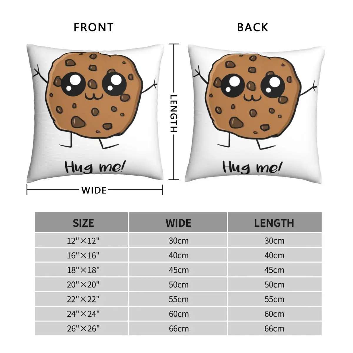 Cookie Hug Me Square Pillowcase Polyester Linen Velvet Printed Zip Decor Room Cushion Cover