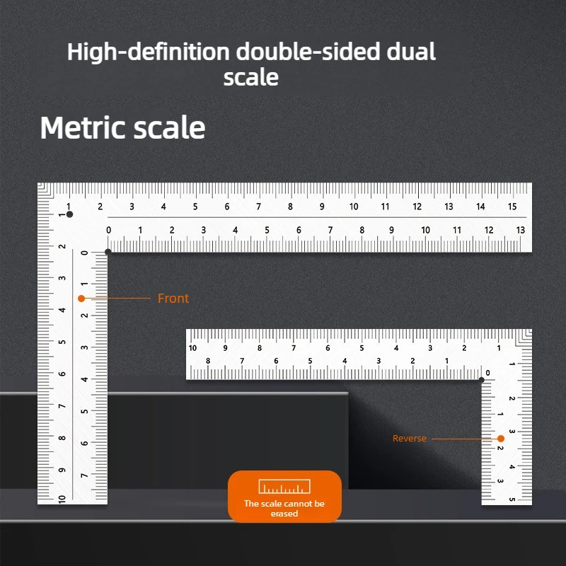 Professional Multifunctional 90 Degree L Square Ruler Precision Measuring Tool for Student Drafting Drawing Designing