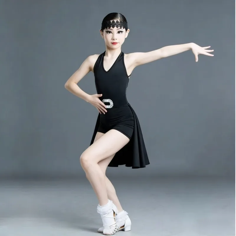 Girls Latin Dance Competition Costume Kids Backless Professional Standard Exam Practice Performance Outfit Stage Performance Zym