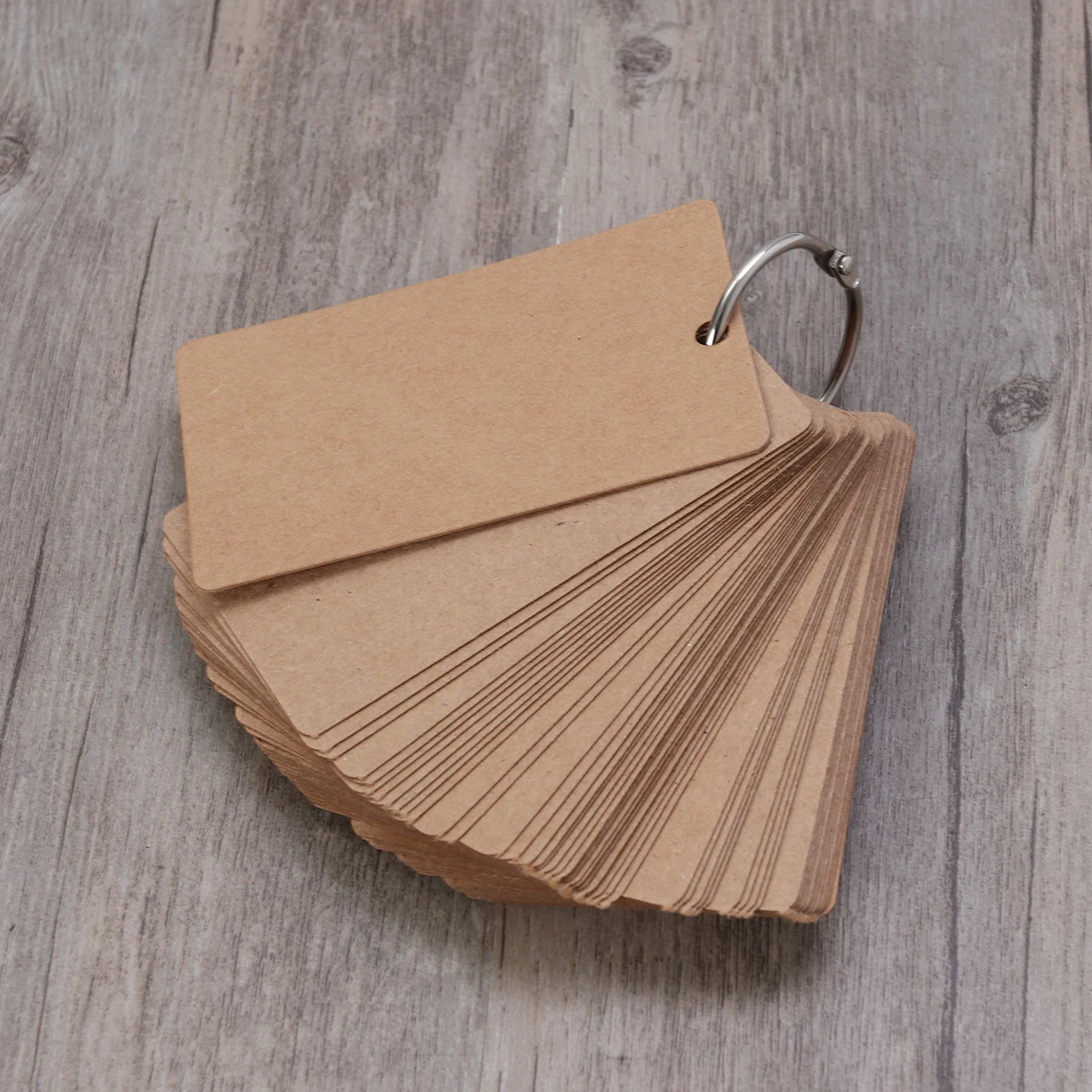 50 Pages Kraft Paper Study Cards Binder Ring Flash Notepad Memo Index Easy to Carry DIY Bookmark Note for School Office Outdoor