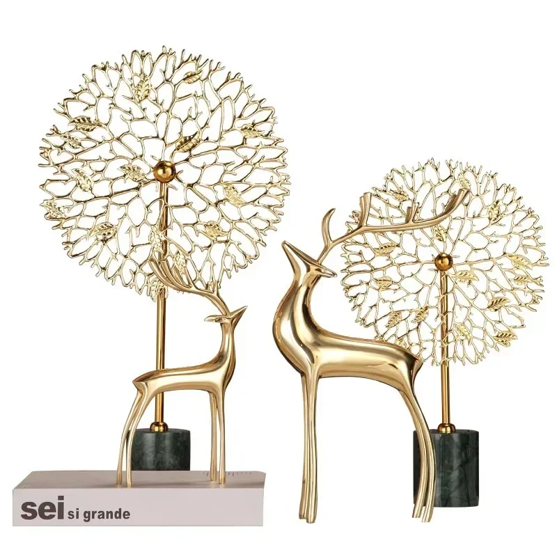 

Rich flowers bloom, lucky deer, light luxury high-end ornaments, home furnishing