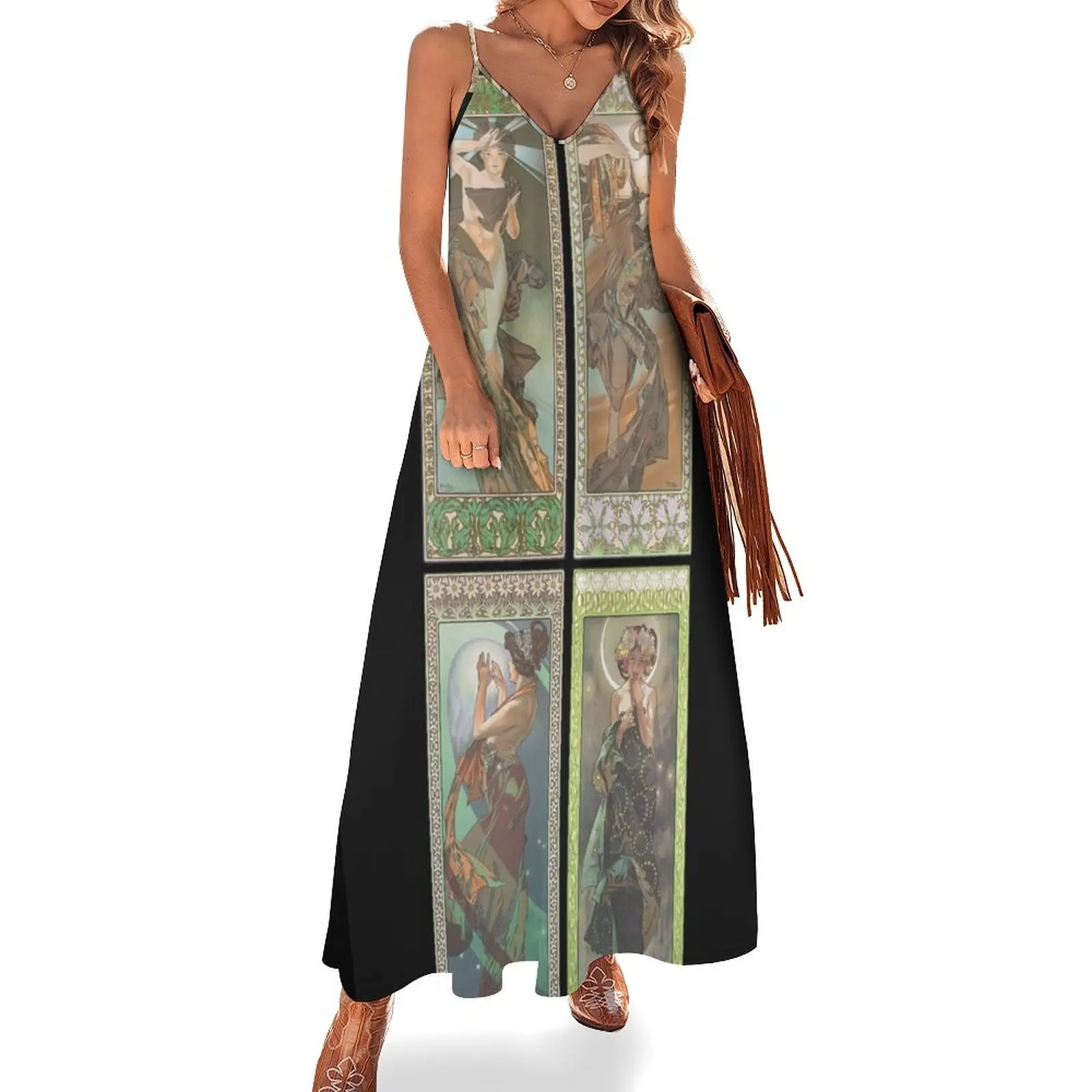

The Moon and the Stars, by Alphonse Mucha. HIGH DEFINITION Sleeveless Dress clothes clothes for women long sleeve dress Dress