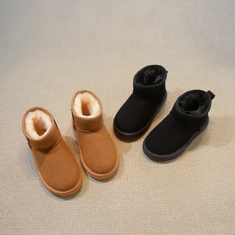 

Kids Casual Boots Comfortable Plush Children Warm Boots Soild Color Versatile 2026 New Fashion Boys Girls Snow Boots Soft Bottom