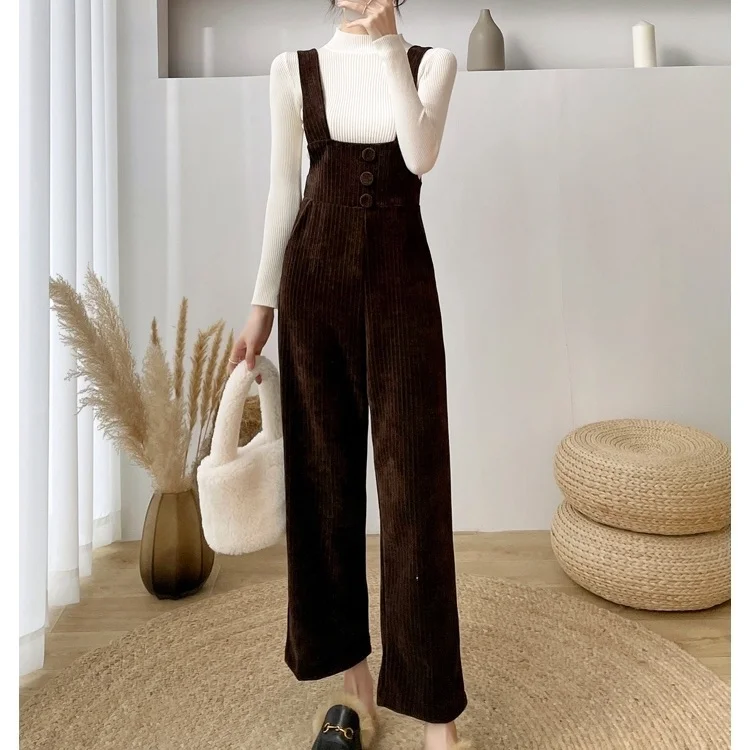 Pantaloni larghi anti-età chic Set tuta da donna in velluto a coste autunno inverno Set da due pezzi Casual Sle Vestibilità universale