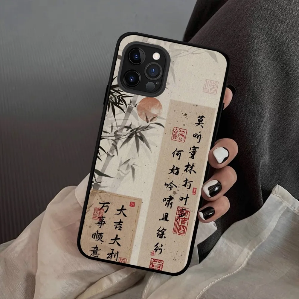 Chinese Style Wish Good Luck Freedom Phone Case For IPhone 15 14 11 12 13 Mini Pro XS Max Cover 6 7 8 Plus X XR SE