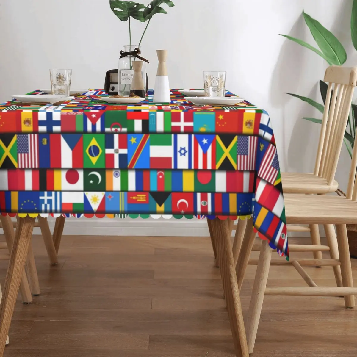 60 Flags Of The Countries Of The World Tablecloth Rectangular Oilproof International Gift Table Cover Cloth for Kitchen