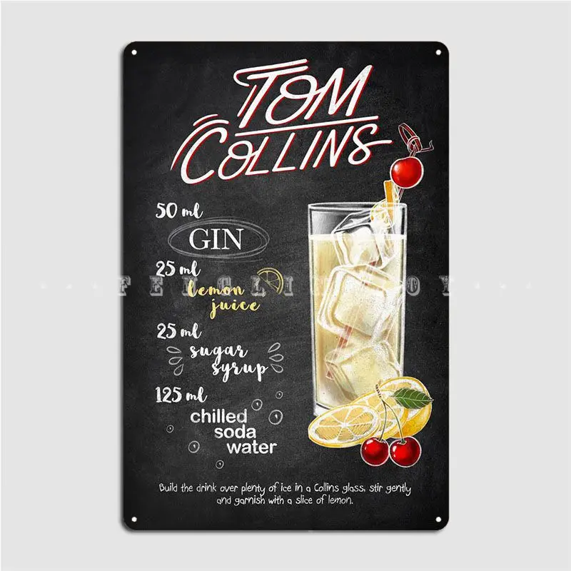 Tom Collins Poster Metal Plaque Cinema Living Room Pub Garage Retro Garage Decoration Tin Sign Posters